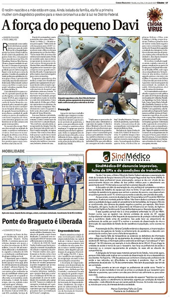 sindicato doos médicos publica nota no Correio Braziliense